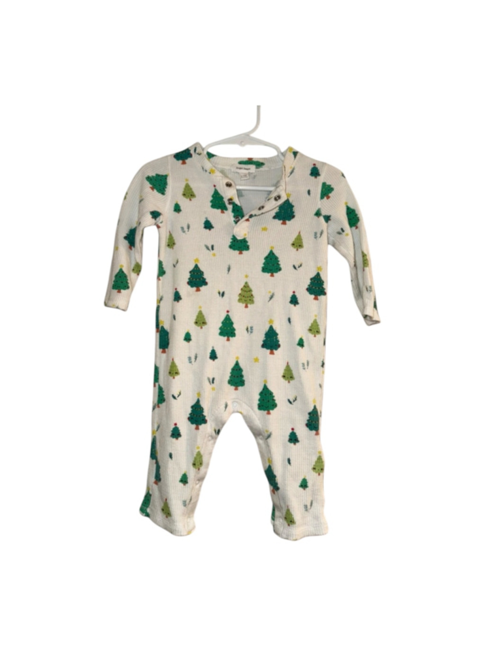 Baby Angel Dear Christmas Tree Bodysuit 6-12 Months White Green